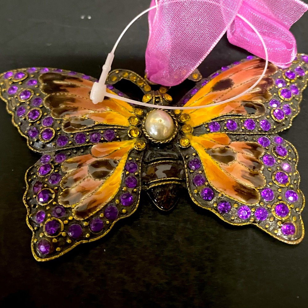 Enamel & Cooper Rhinestone Butterfly Ornament. Great Collection Piece
